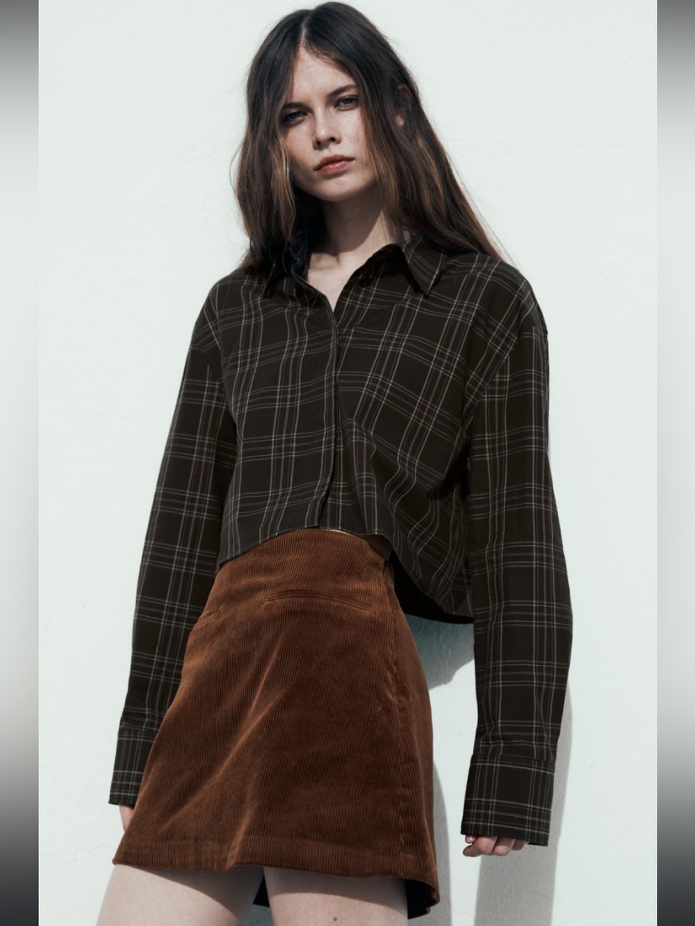 Zara plaid crop shirt, medium